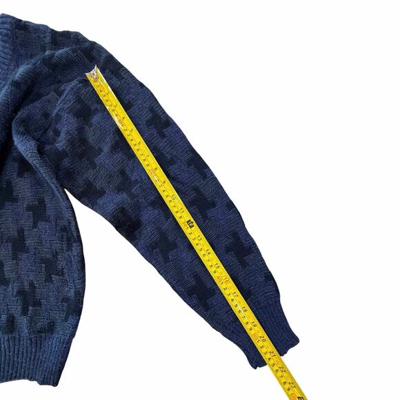 VTG Jantzen 90s Men’s SZ Medium Grandpa Geometric Houndstooth Pullover Sweater - Picture 9 of 11